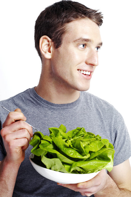 man eating healthy food